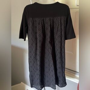 ANN TAYLOR Black Eyelet A-line Tricot Dress Size M